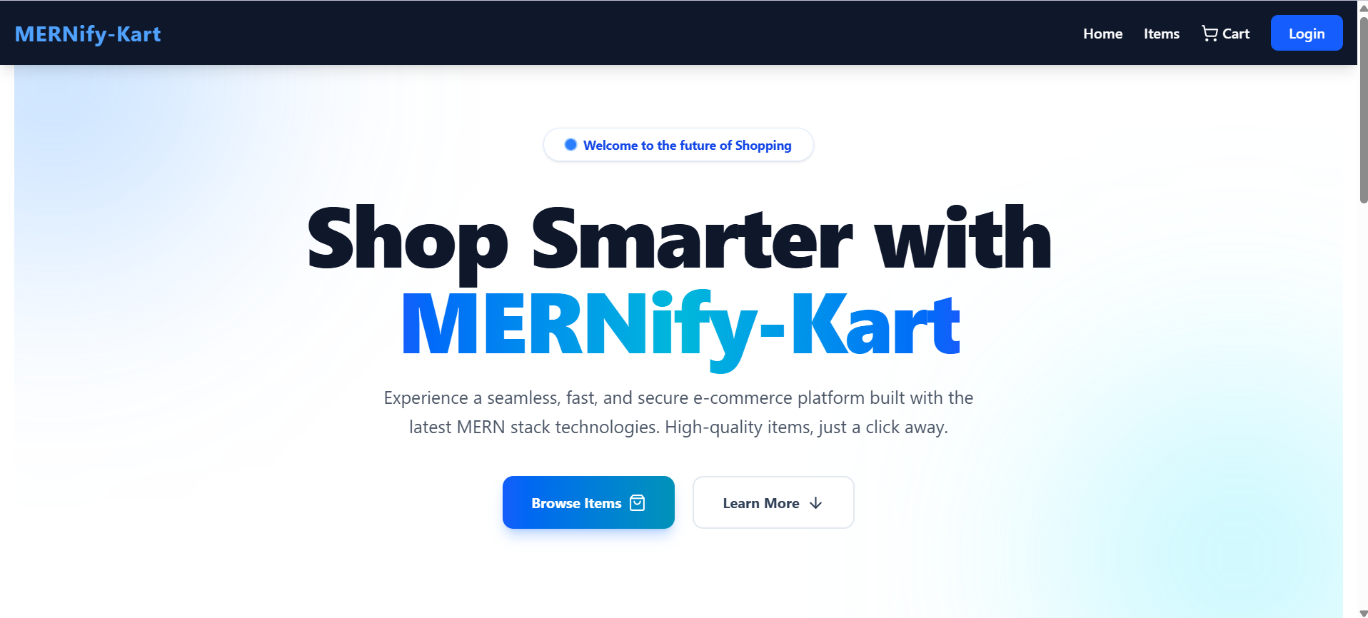 MERNify-Kart e-commerce homepage